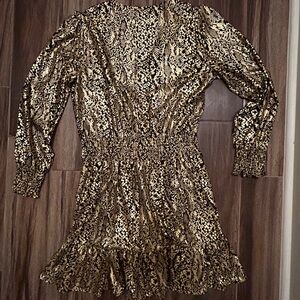 Michael Kors Elegant Gold and Black Women's Dress Size Medium